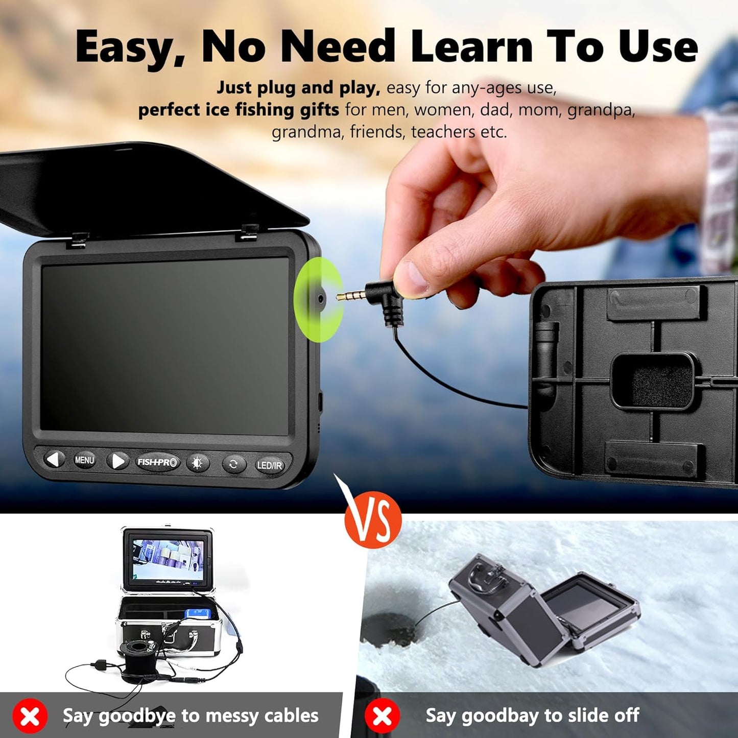 FishPRO DVR – 7'' HD 1080P Angelkamera mit 10.000 mAh Li-Akku