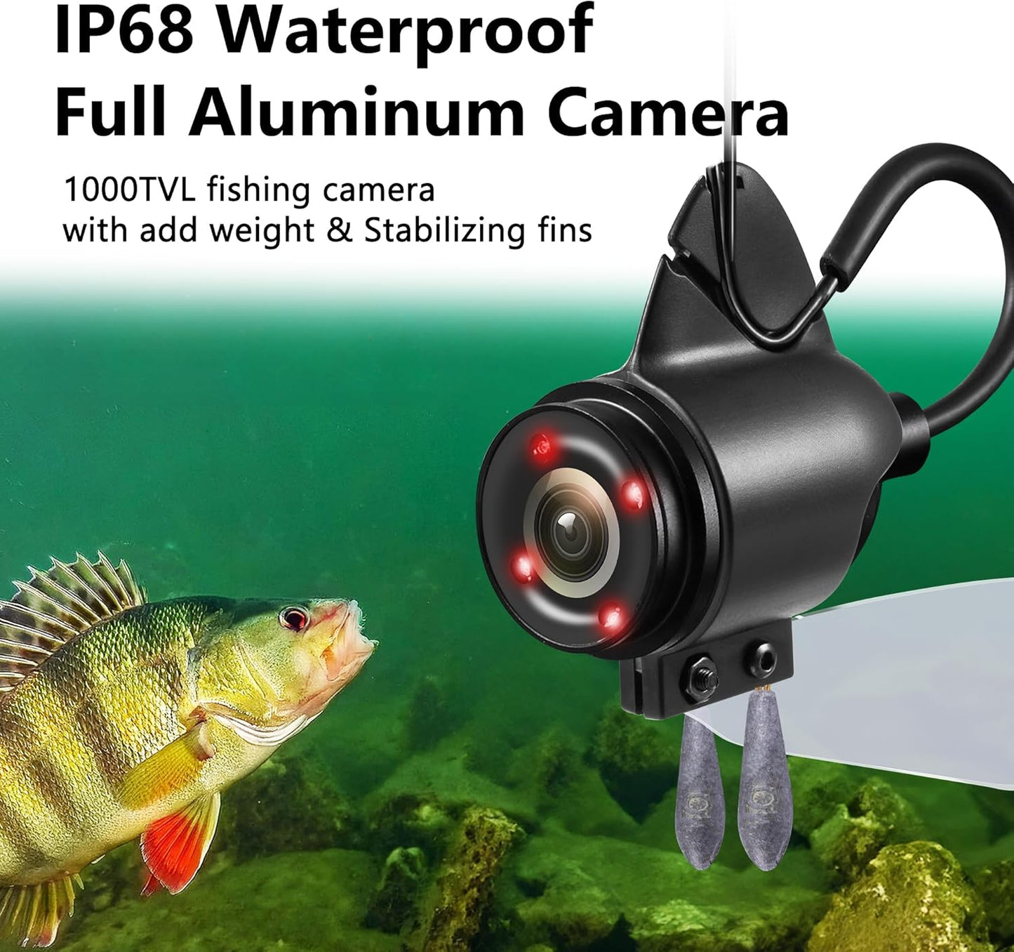 Cámara de pesca submarina FishPRO de tamaño de bolsillo de 4,3'' y 1000 líneas de TV